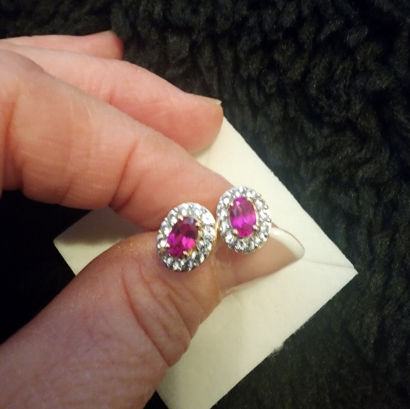 Sterling Silver Lab-Created Ruby & CZ Pendant & Earring Jewelry Set MSRP: $175 - Picture 6 of 9